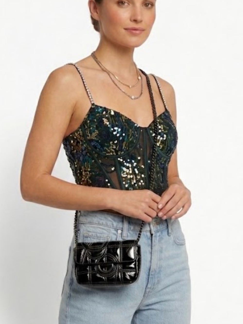 PG Black Quilted Leather Crossbody Bag